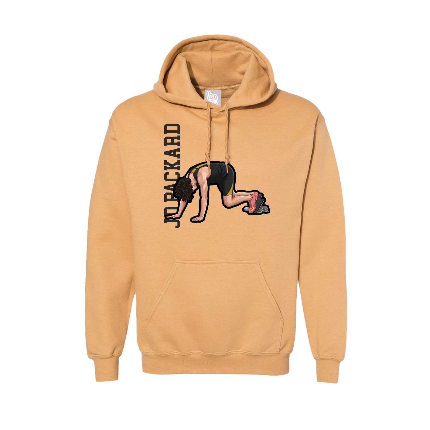 Hoodie — Name Vertical in Vegas Gold