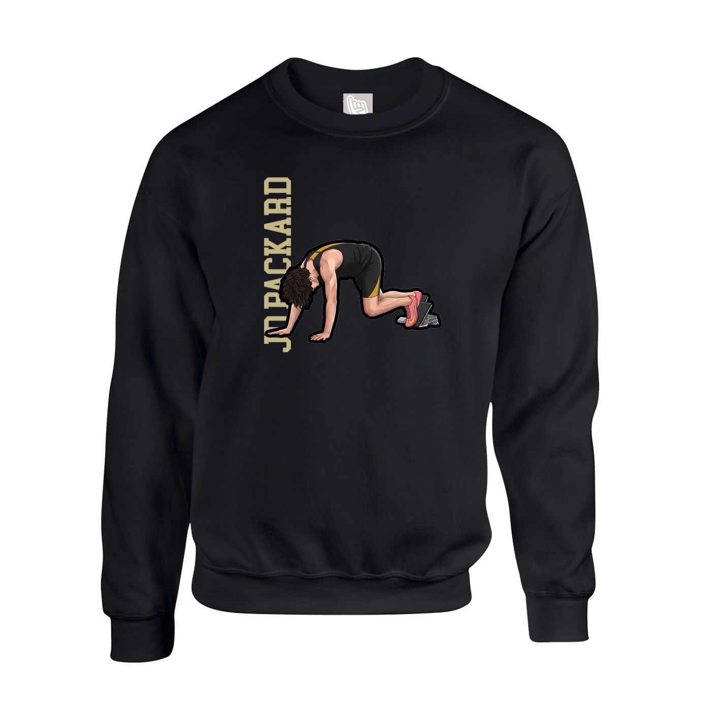Fleece Crew — Name Vertical in Black