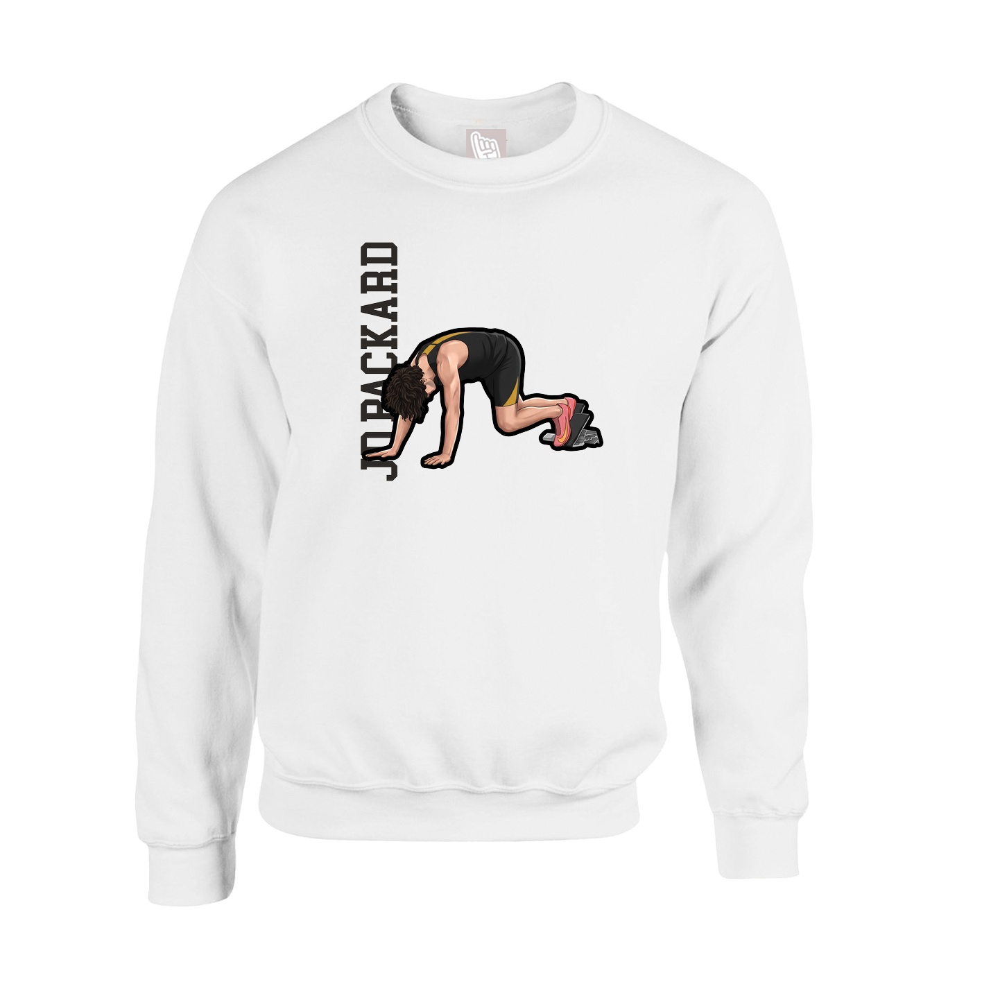 Fleece Crew — Name Vertical in White