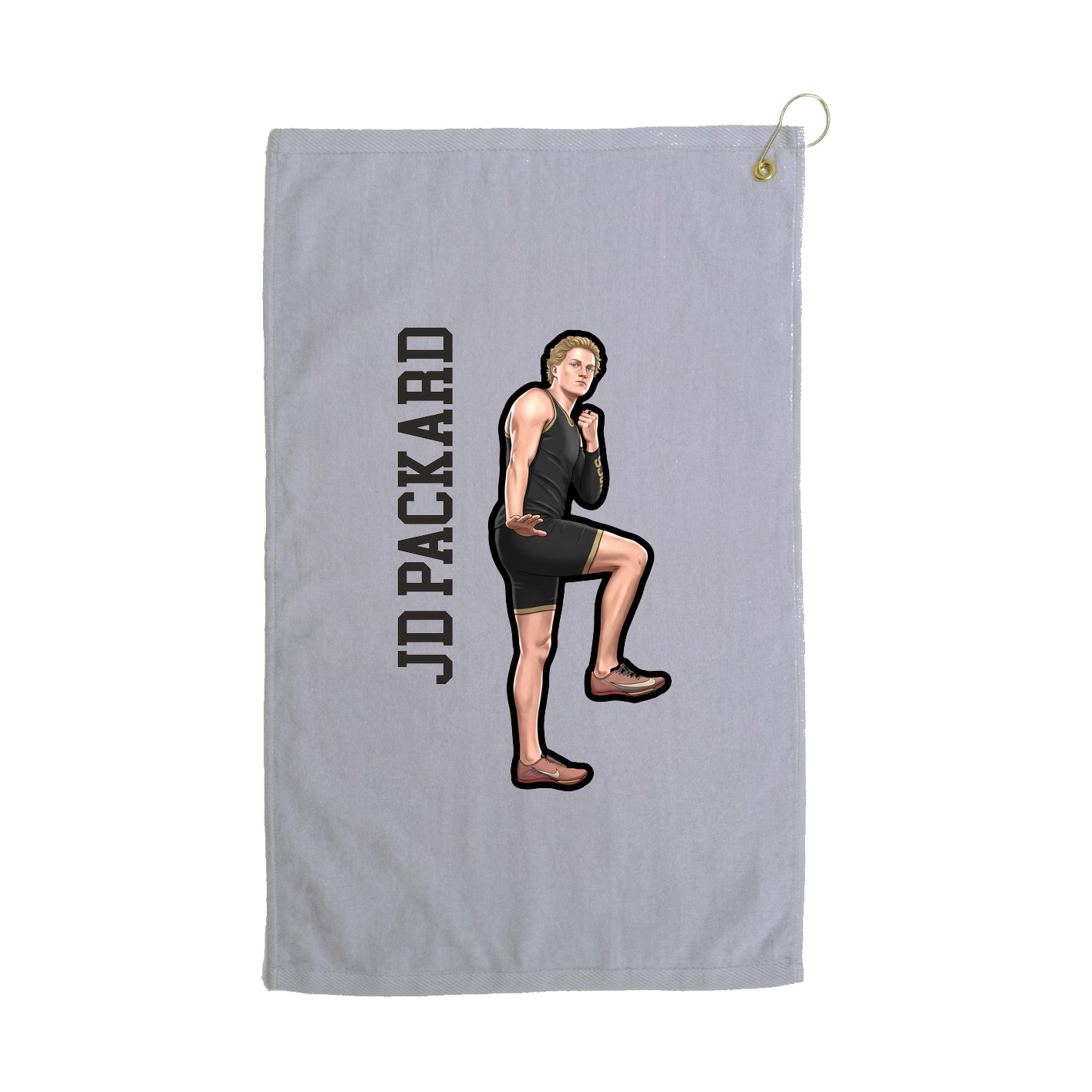 Golf Towel — Name Vertical in Grey