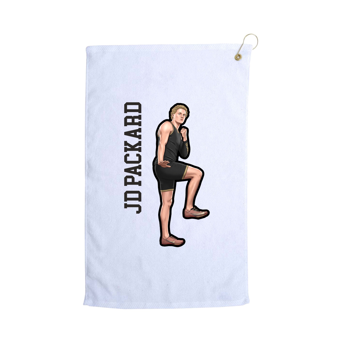 Golf Towel — Name Vertical in White