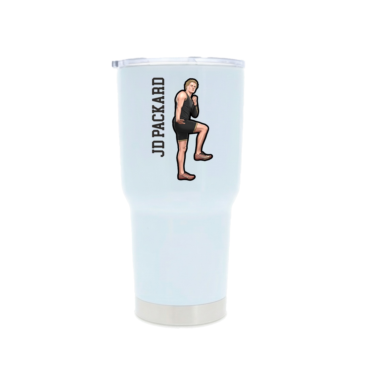 30oz Stainless Steel Tumbler — Name Vertical in White