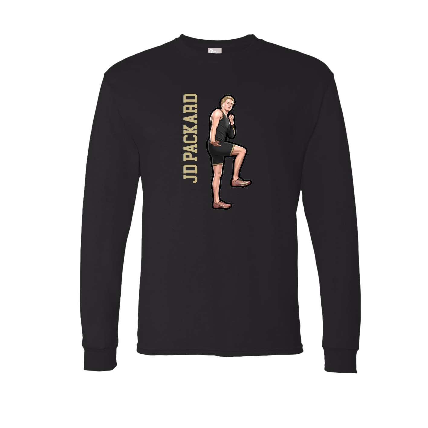 Long Sleeve Tee — Name Vertical in Black