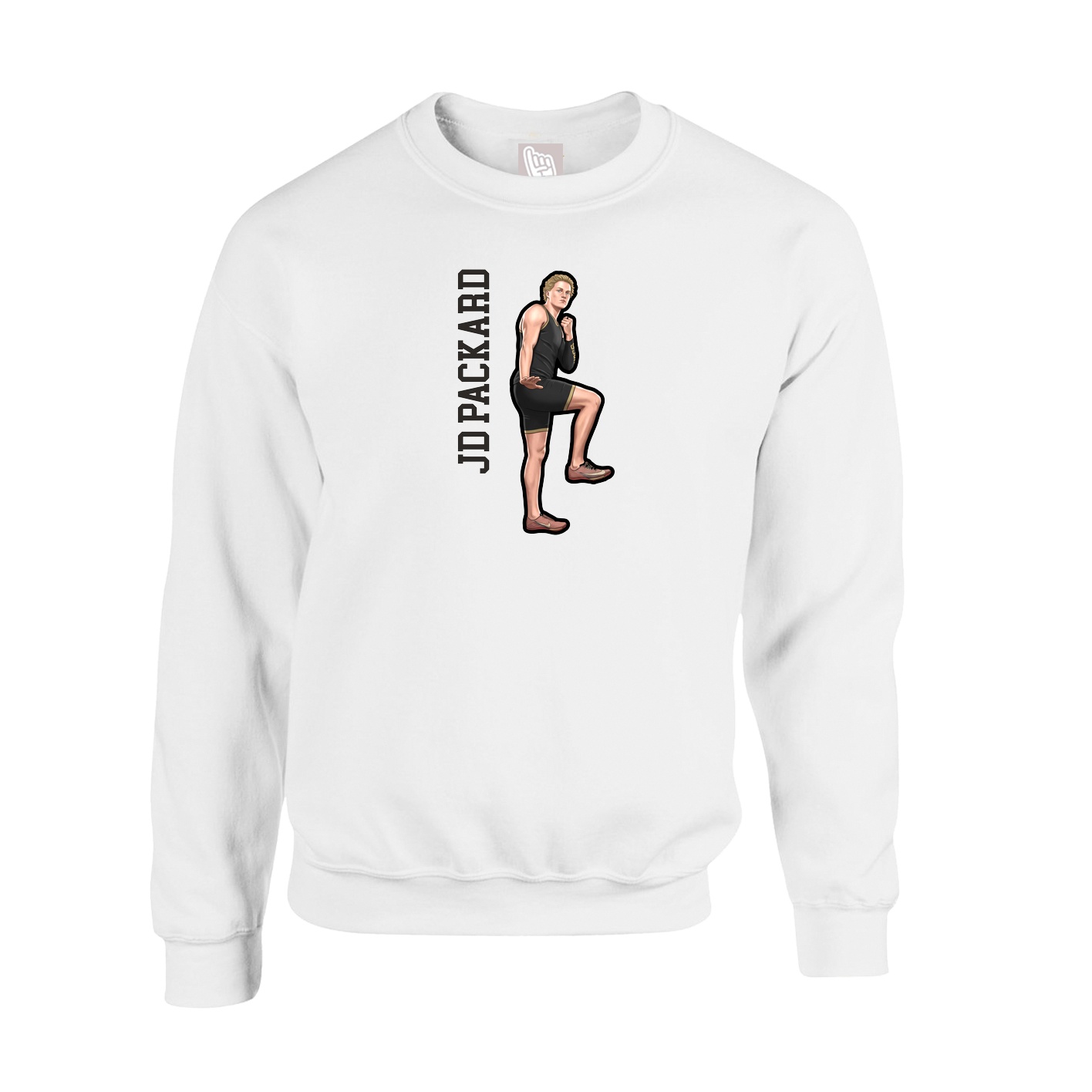 Fleece Crew — Name Vertical in White