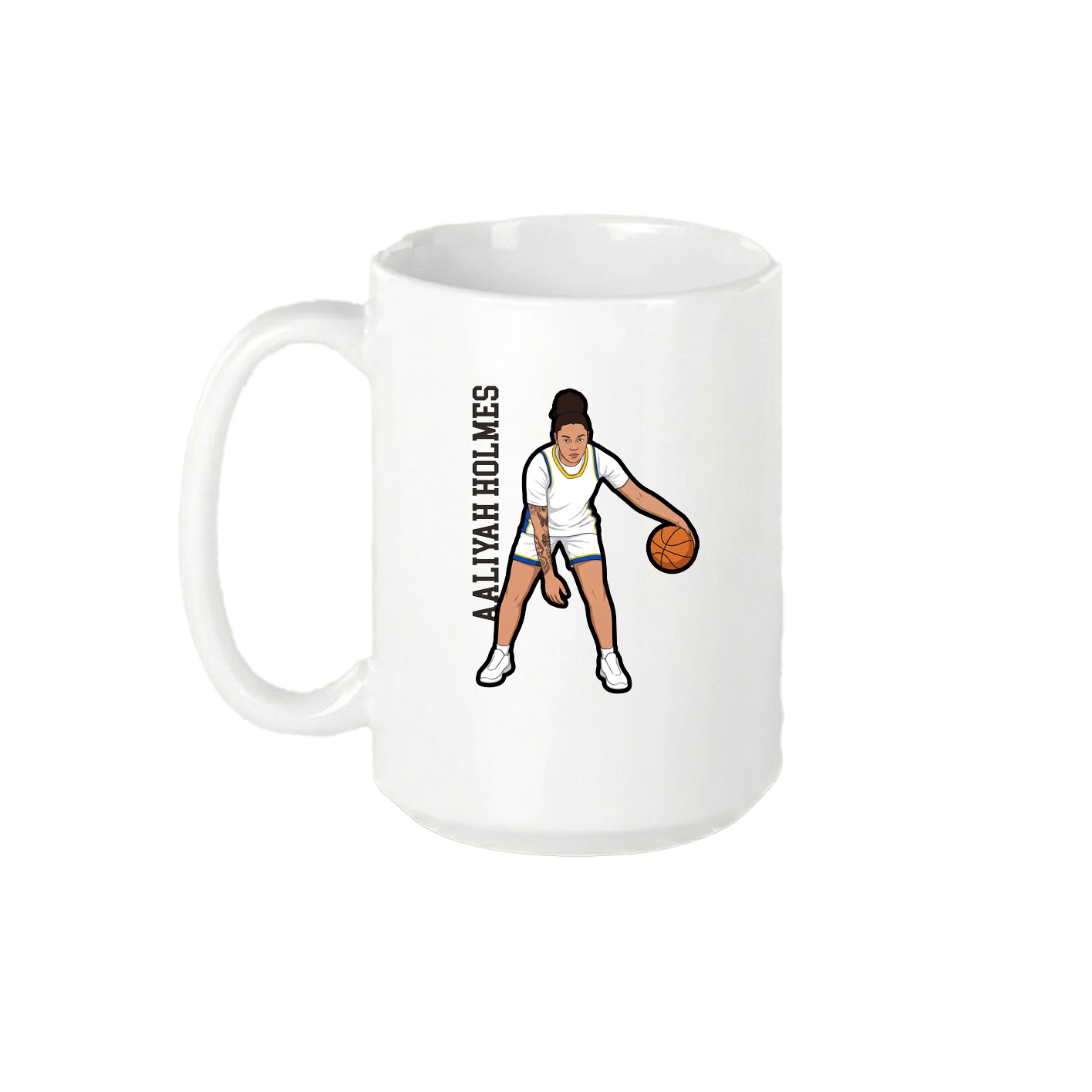 15oz Coffee Mug — Name Vertical in White