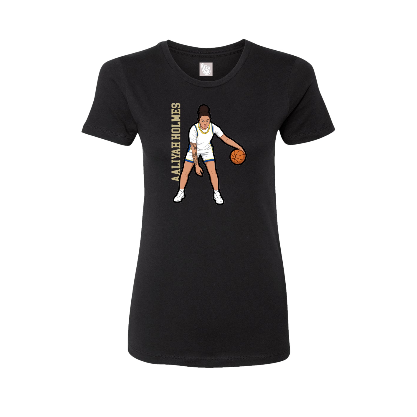 Fitted Women's Tee — Name Vertical in Black