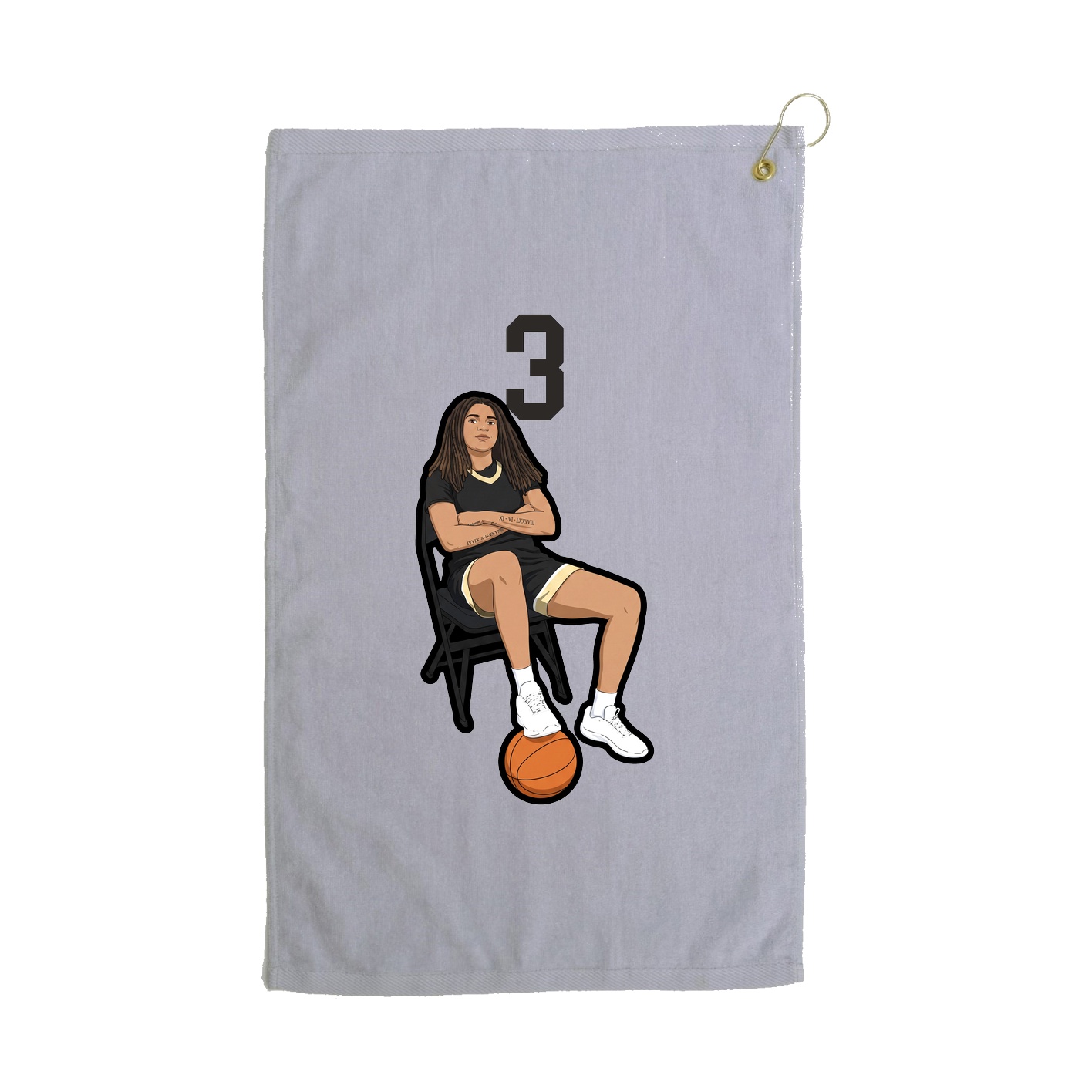 Golf Towel — Number Top in Grey