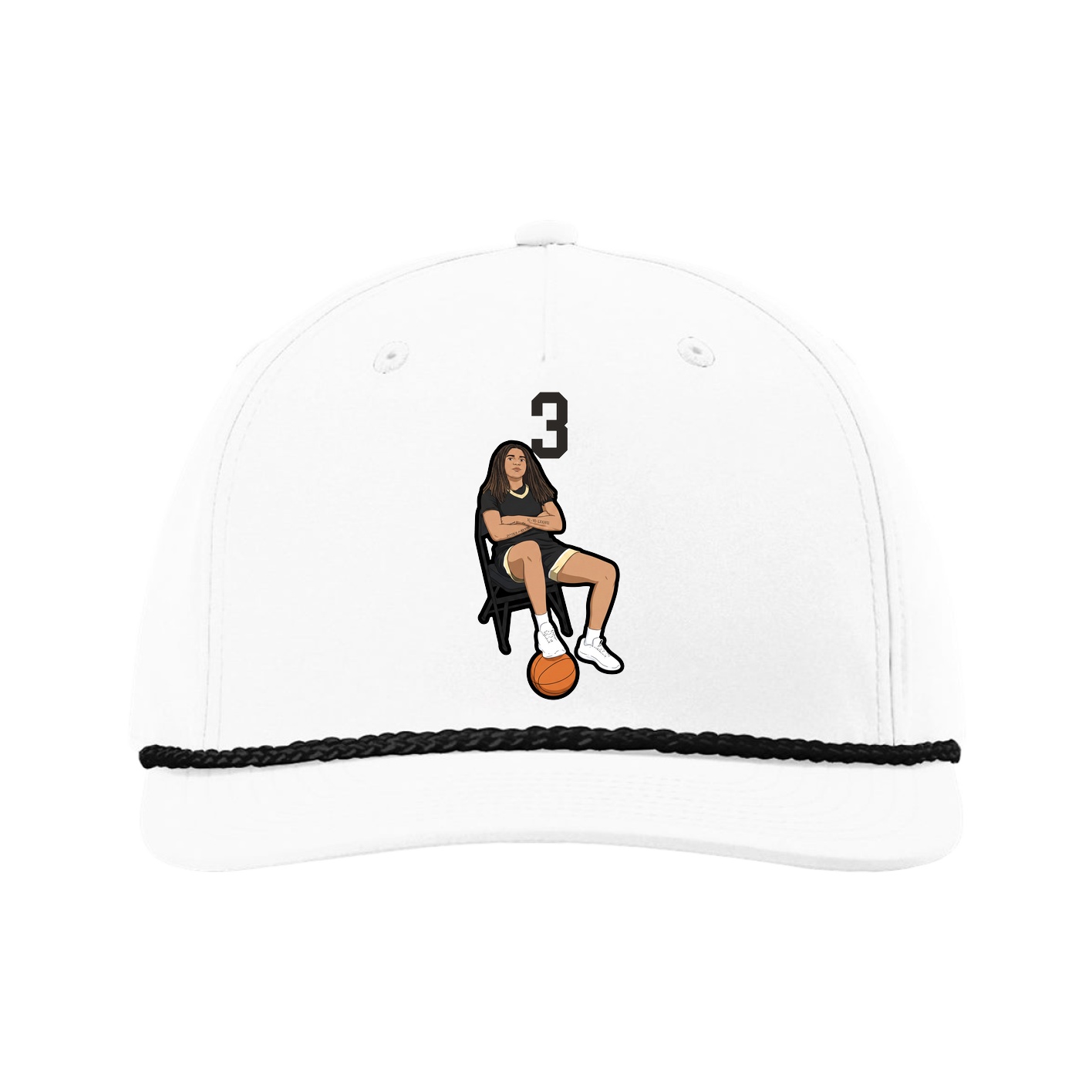 Five-Panel Classic Rope Cap — Number Top in White