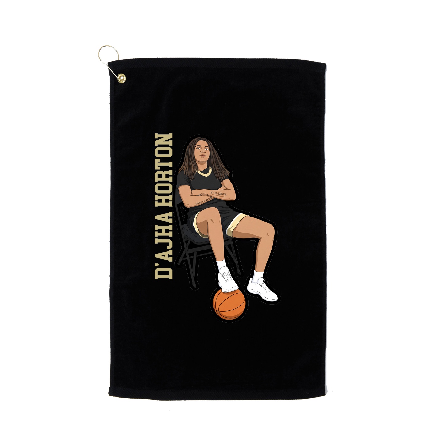 Golf Towel — Name Vertical in Black
