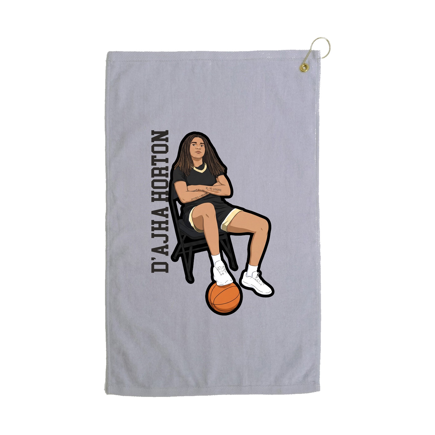 Golf Towel — Name Vertical in Grey