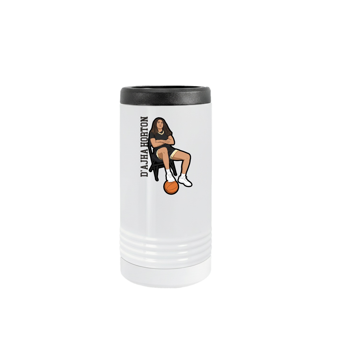 Slim Beverage Holder — Name Vertical in White