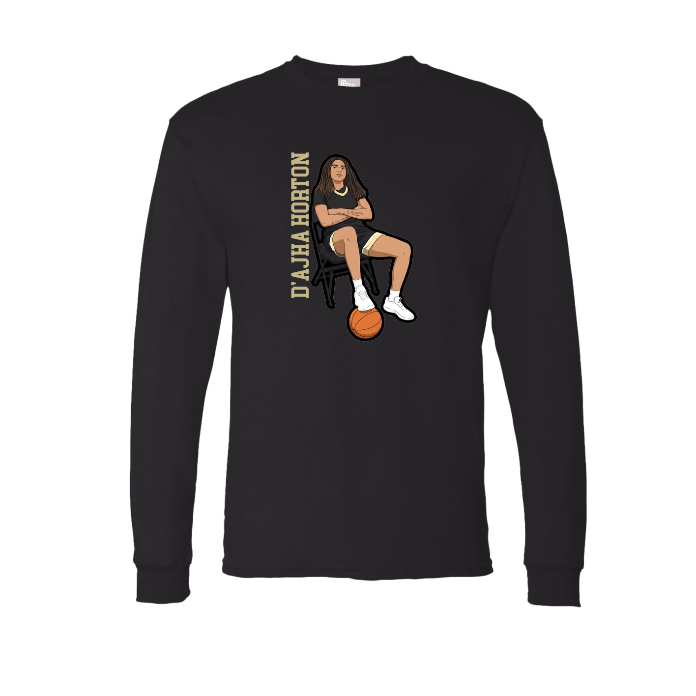 Long Sleeve Tee — Name Vertical in Black