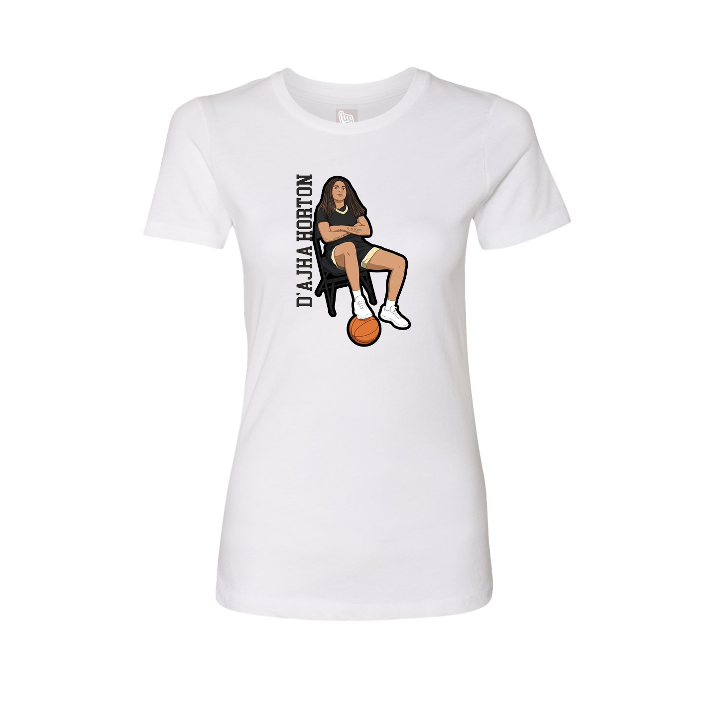 Womens Tee — Name Vertical in White