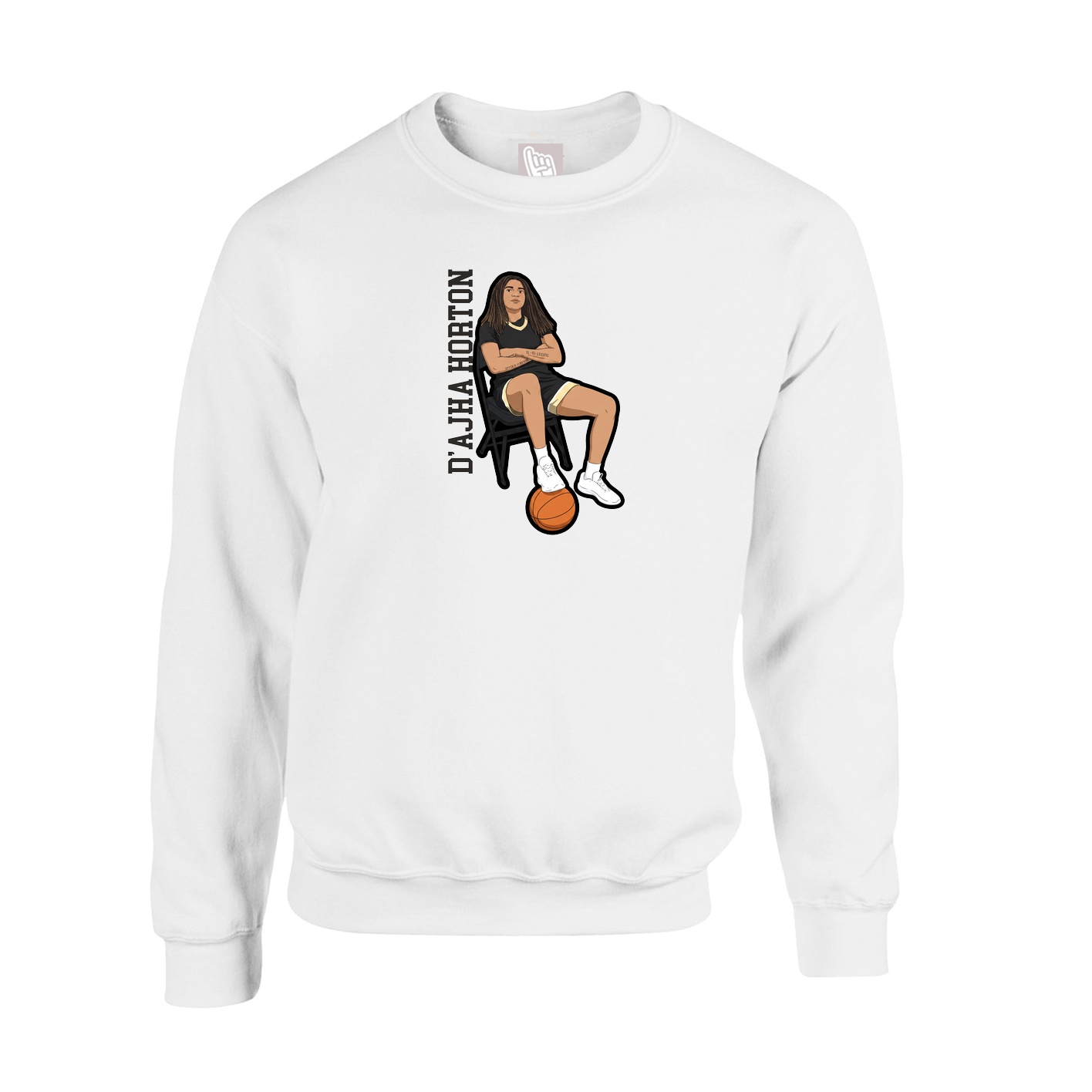 Fleece Crew — Name Vertical in White