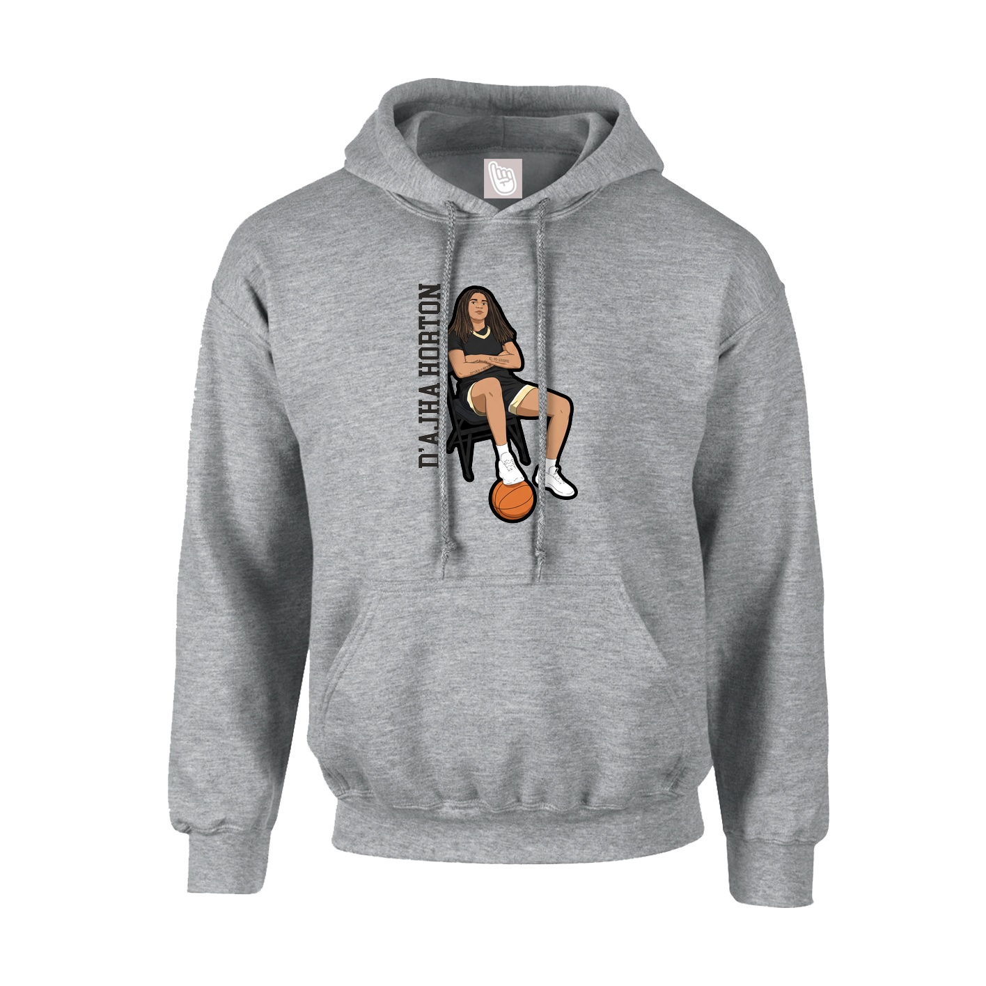 Youth Hoodie — Name Vertical in Grey