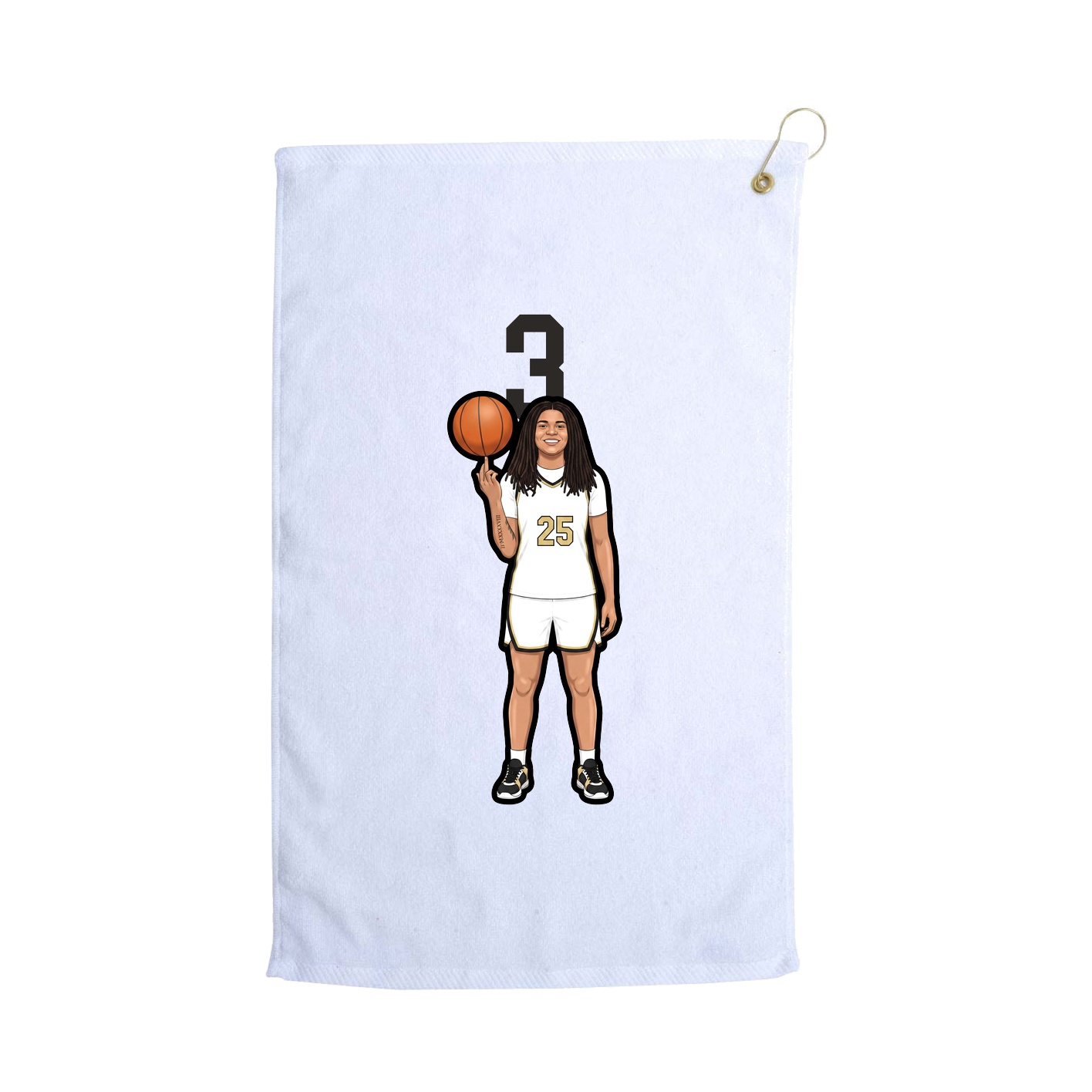 Golf Towel — Number Top in White