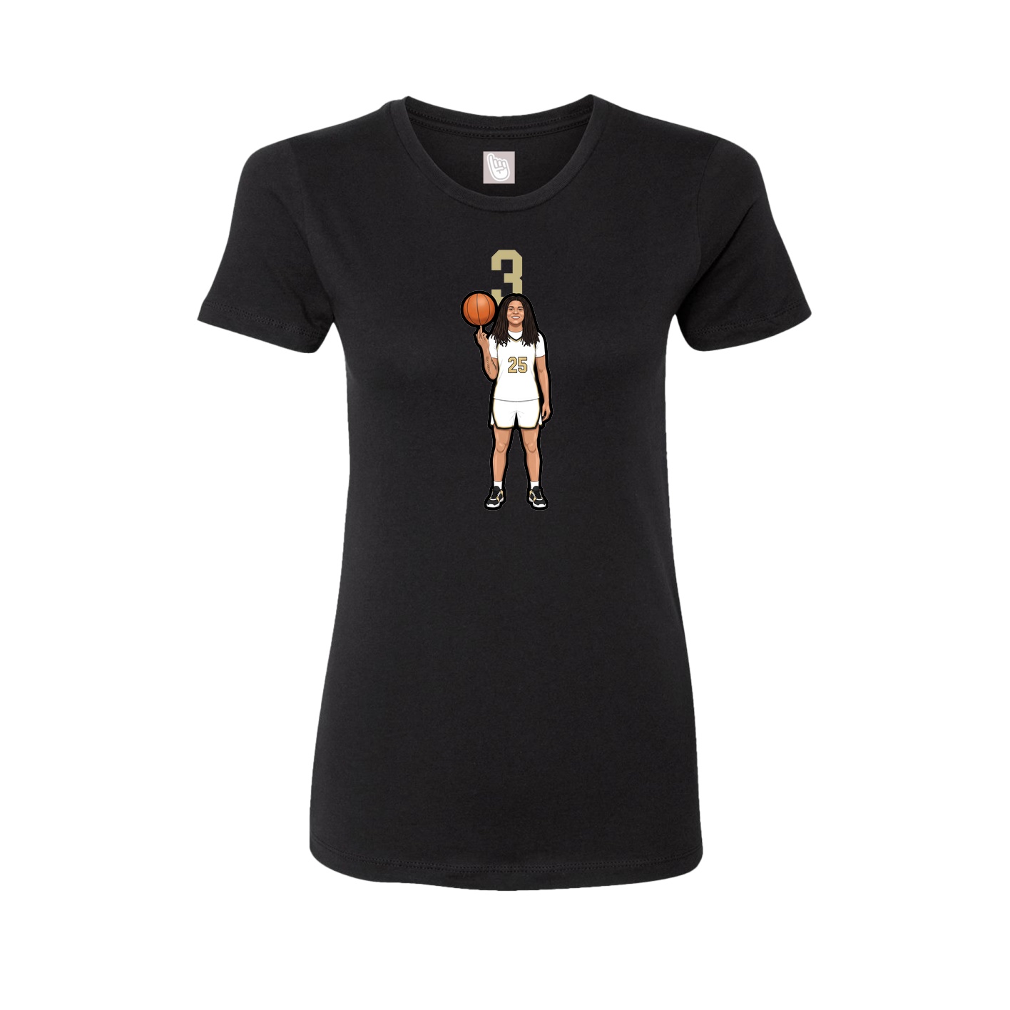Fitted Women's Tee — Number Top in Black