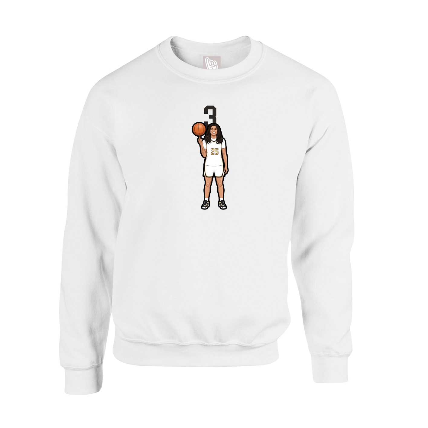 Fleece Crew — Number Top in White