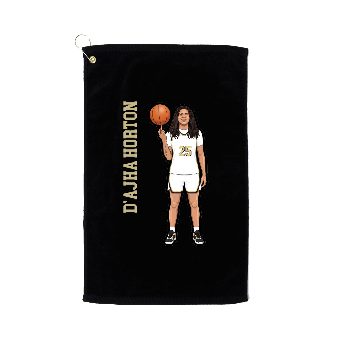 Golf Towel — Name Vertical in Black