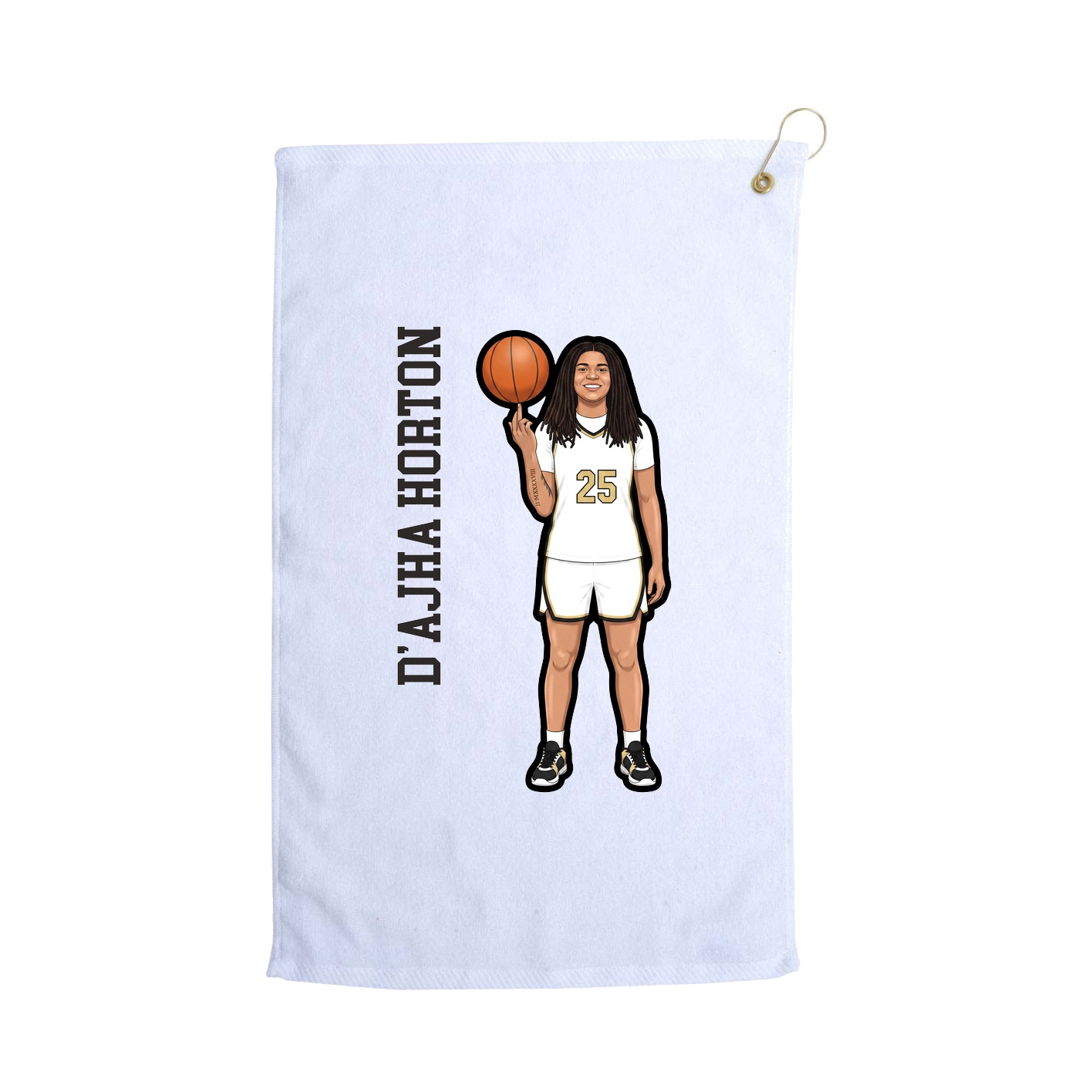 Golf Towel — Name Vertical in White