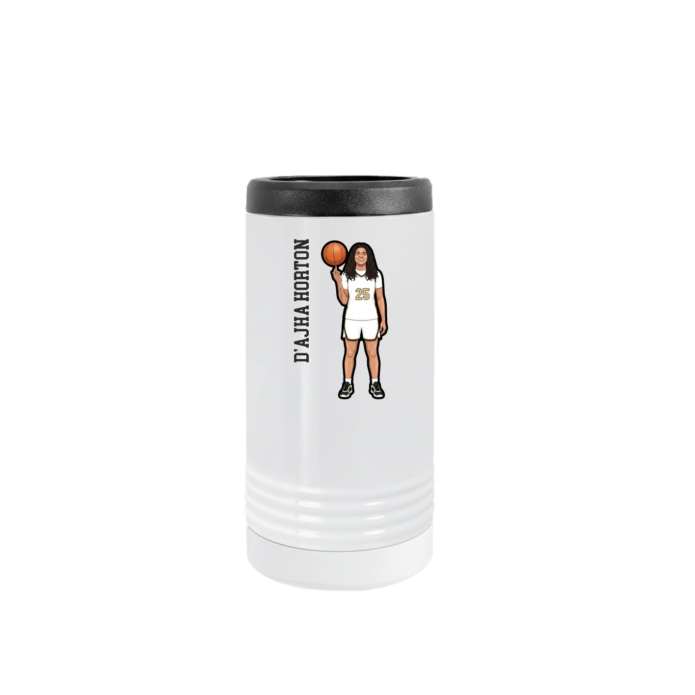 Slim Beverage Holder — Name Vertical in White