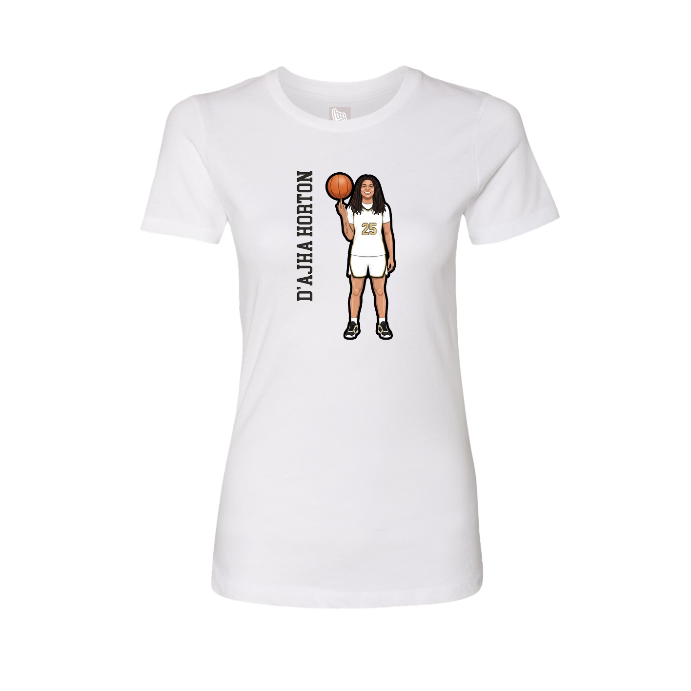 Womens Tee — Name Vertical in White