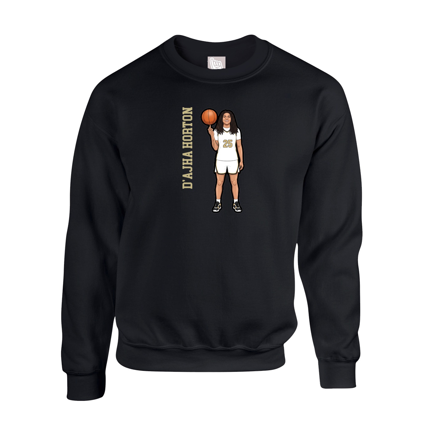 Fleece Crew — Name Vertical in Black