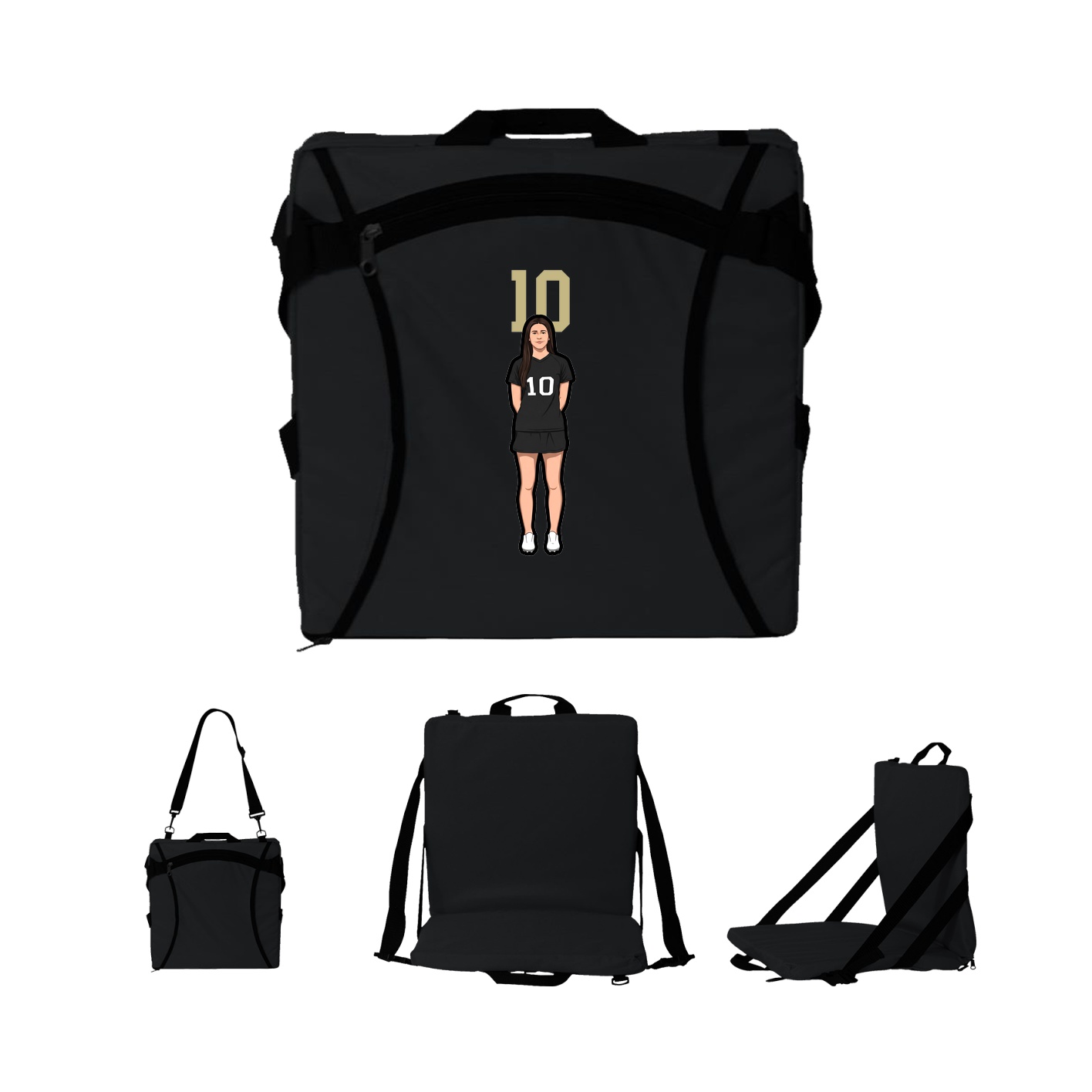Folding Stadium Seat — Number Top in Black
