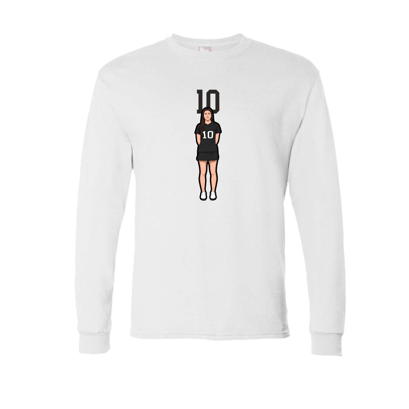 Long Sleeve Tee — Number Top in White