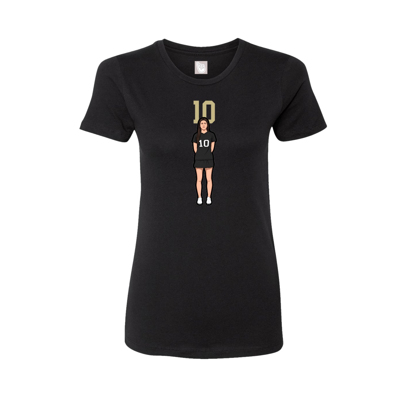 Fitted Women's Tee — Number Top in Black
