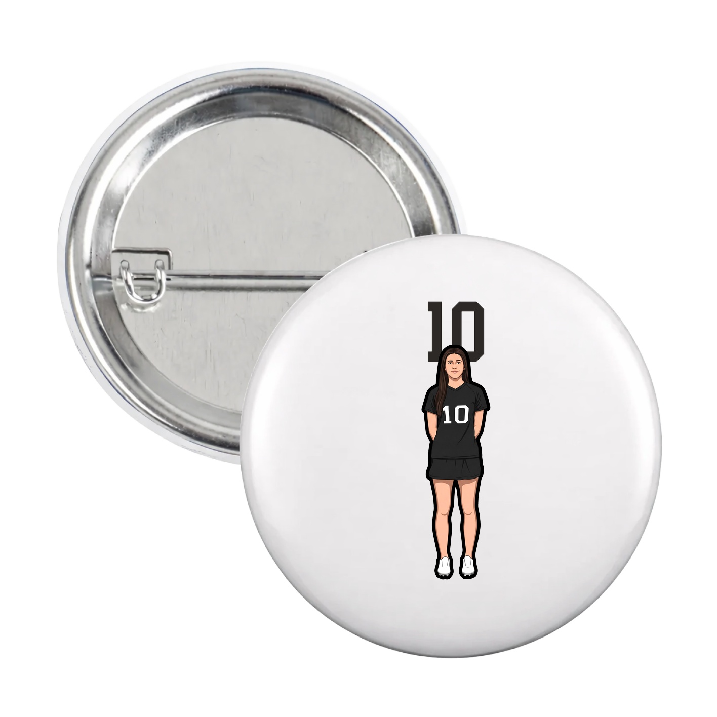 Game Day Button — Number Top in White