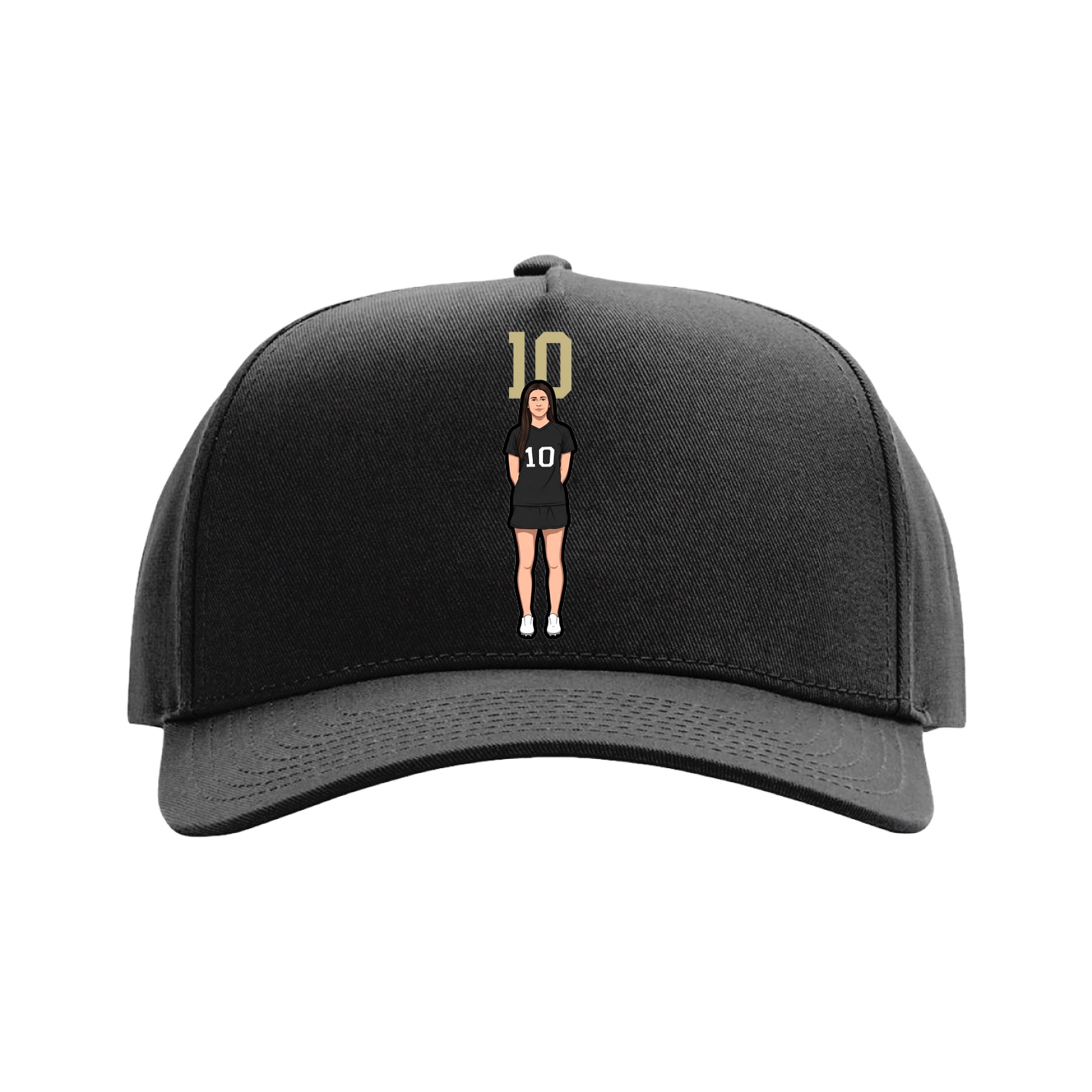 Full Fabric Five-Panel Champ Cap — Number Top in Black