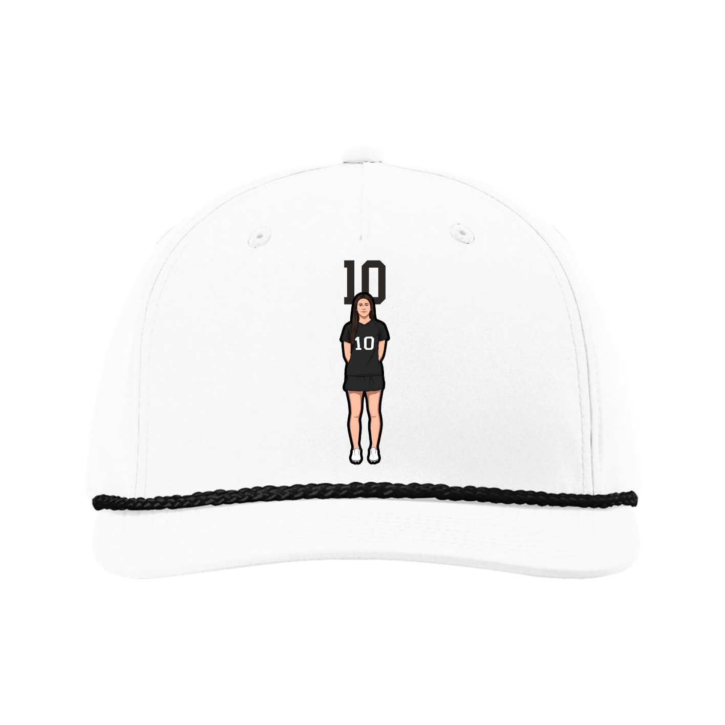Five-Panel Classic Rope Cap — Number Top in White