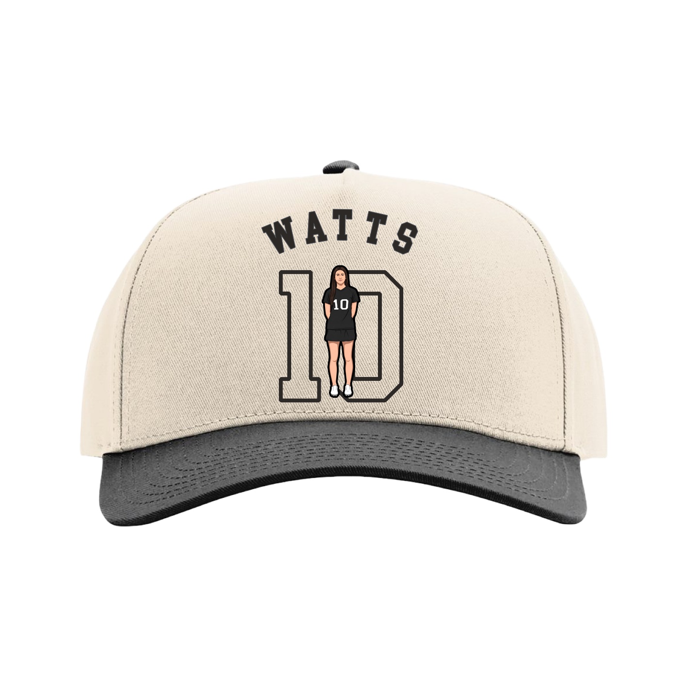 Full Fabric Five-Panel Champ Cap — Shirsey Arch in Cream/Black