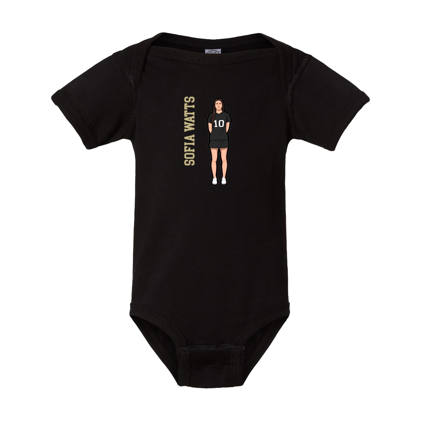 Baby Onesie — Name Vertical in Black
