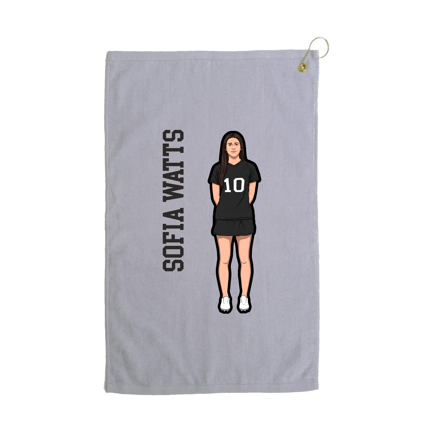 Golf Towel — Name Vertical in Grey