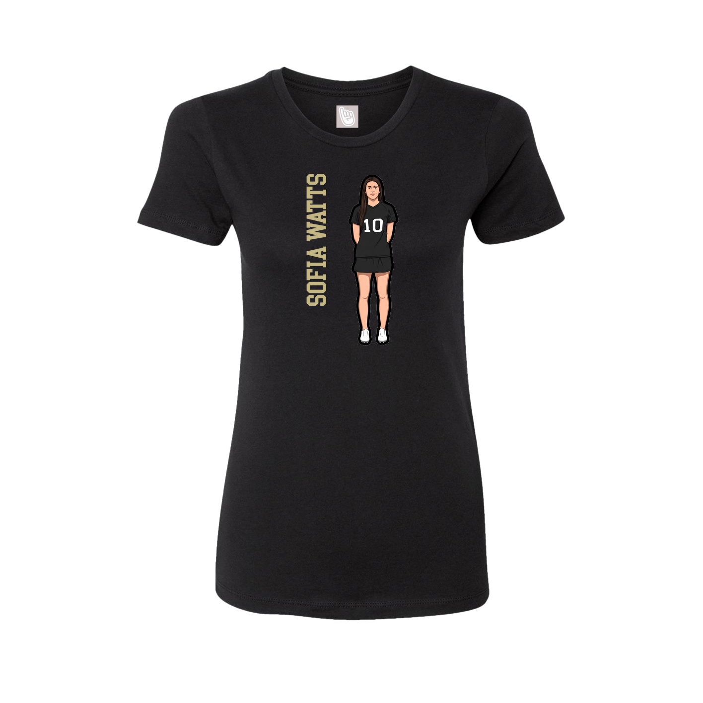 Womens Tee — Name Vertical in Black