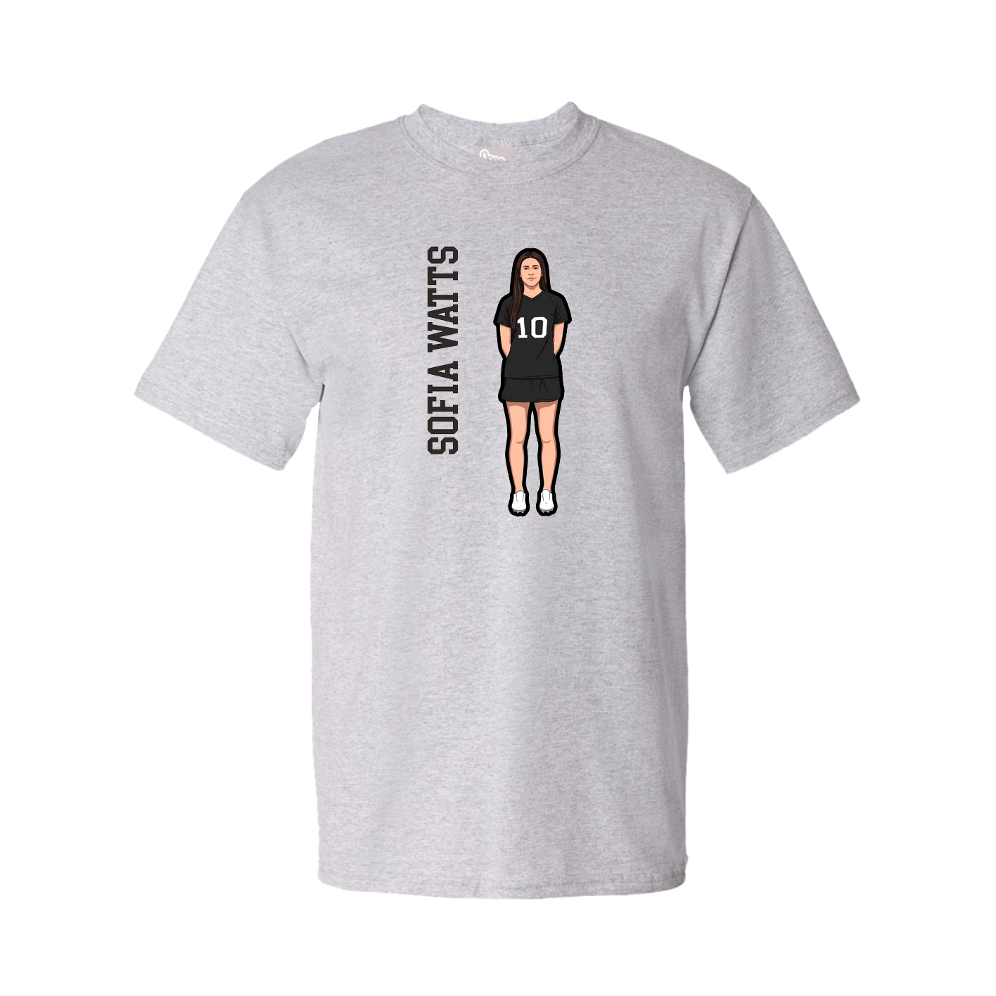 Youth Tee — Name Vertical in Grey