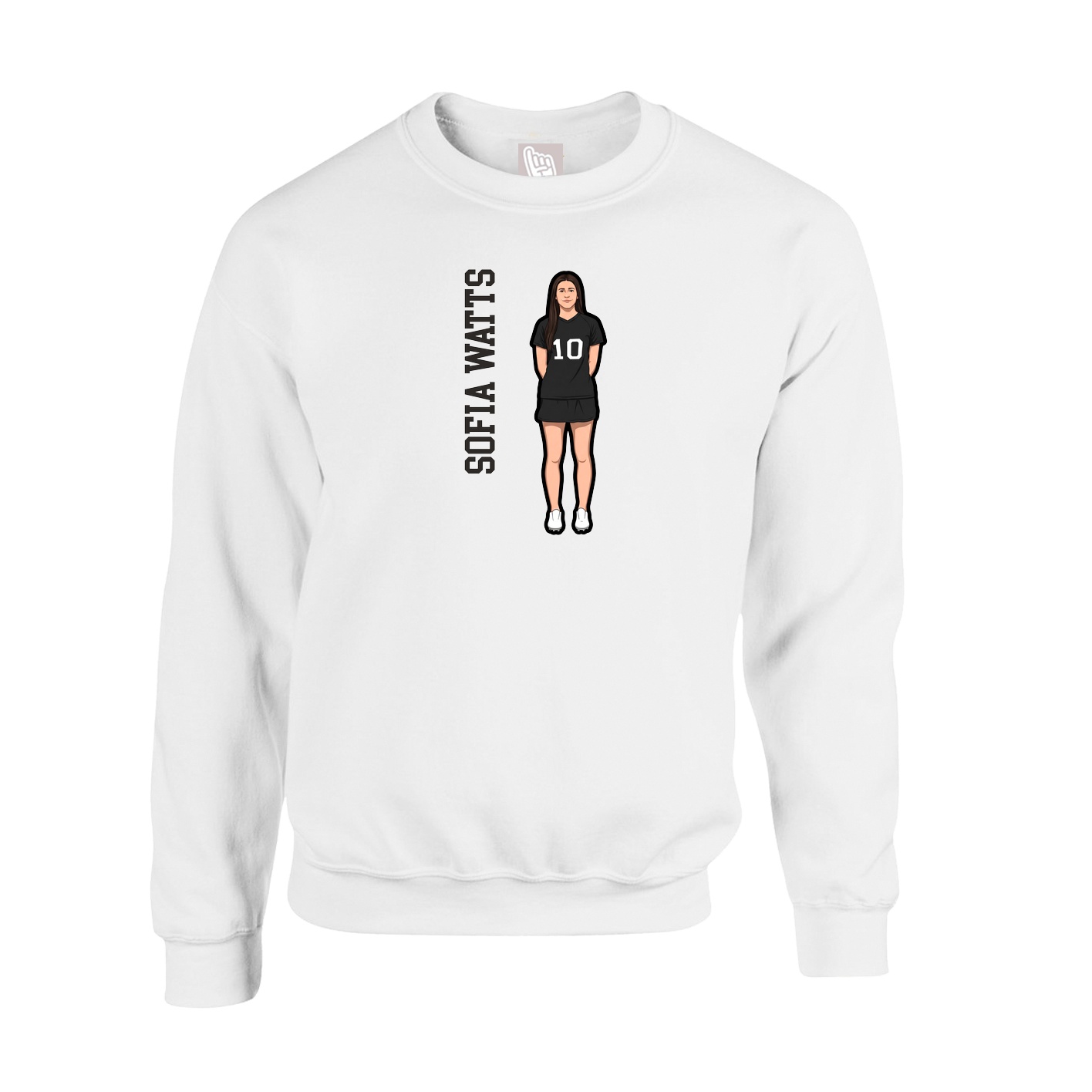 Fleece Crew — Name Vertical in White