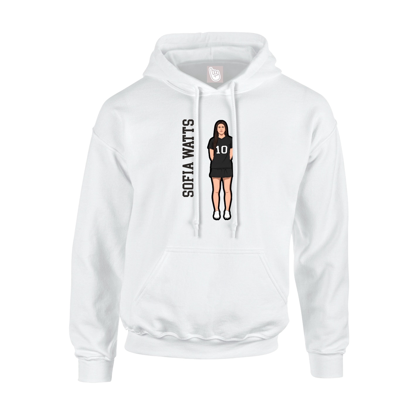 Youth Hoodie — Name Vertical in White