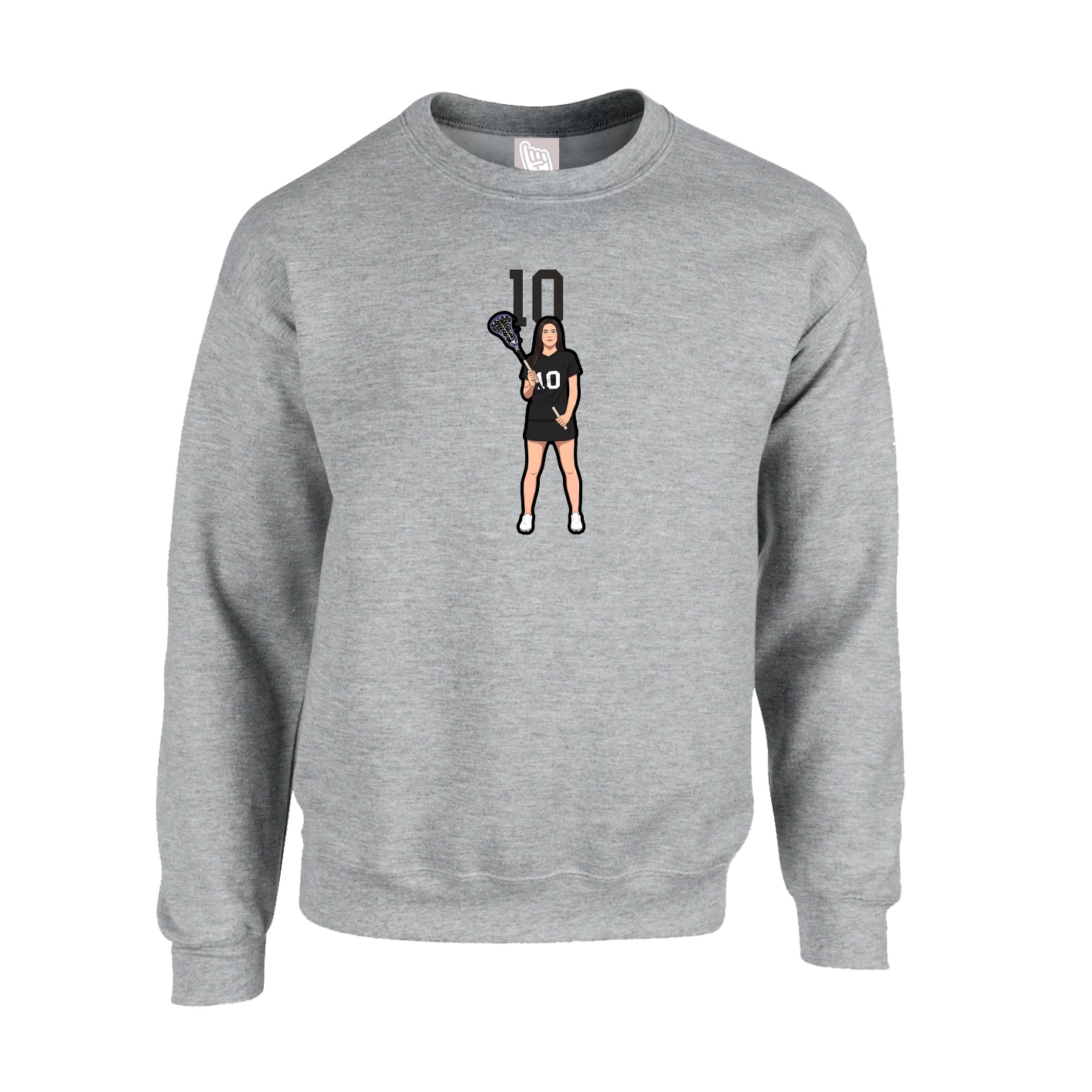 Fleece Crew — Number Top in Grey