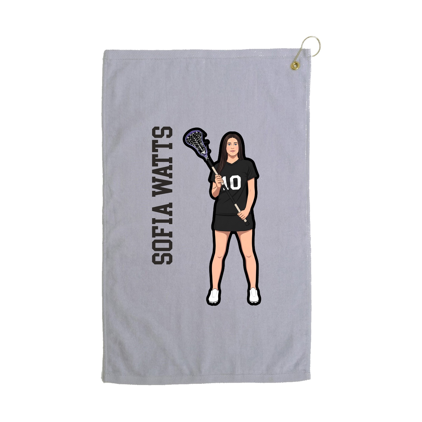 Golf Towel — Name Vertical in Grey