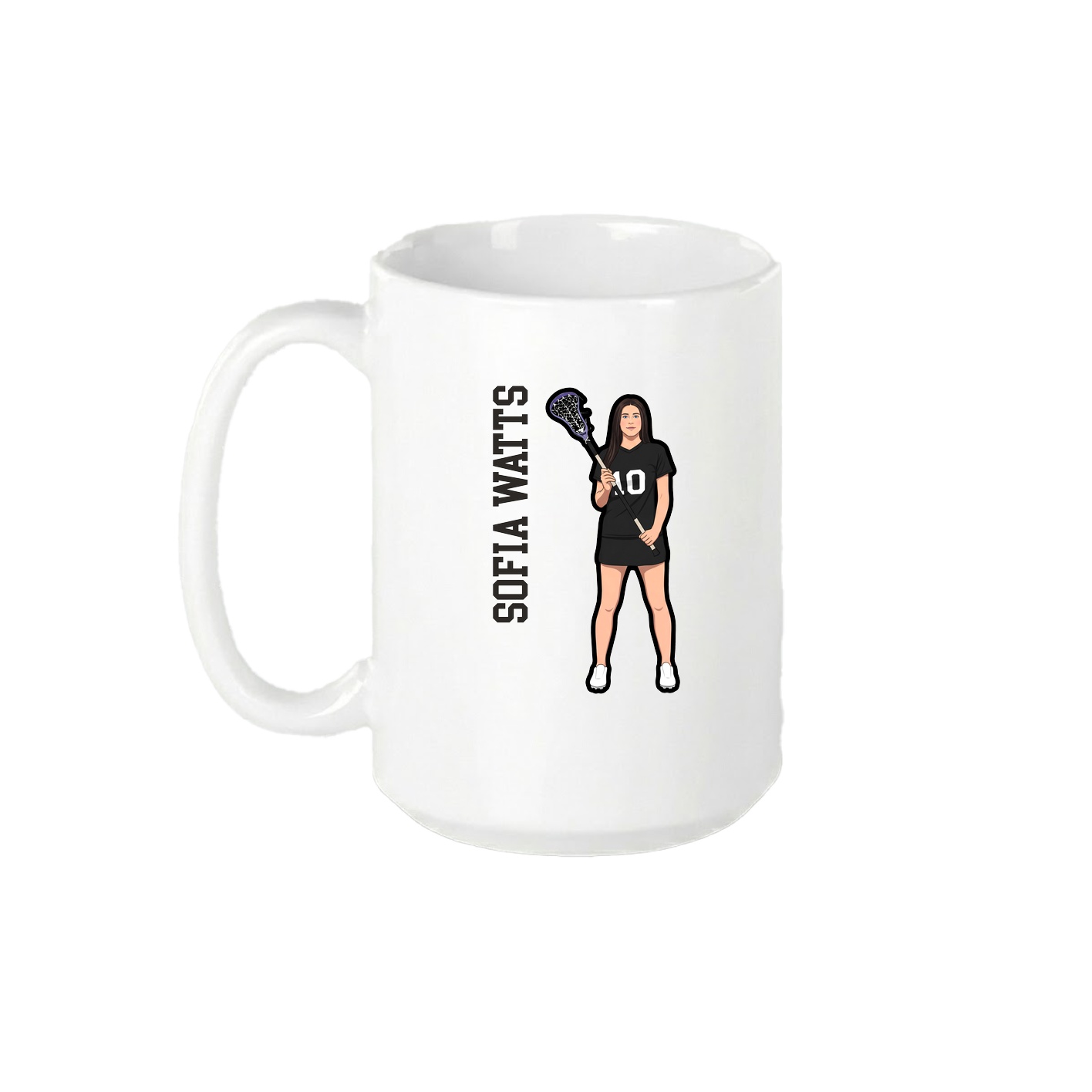 15oz Coffee Mug — Name Vertical in White