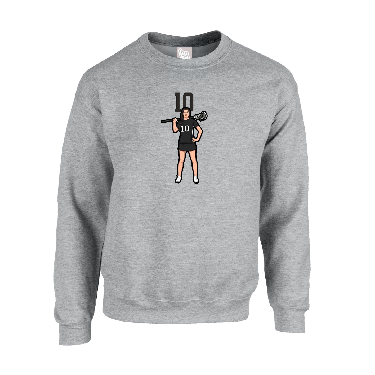 Fleece Crew — Number Top in Grey