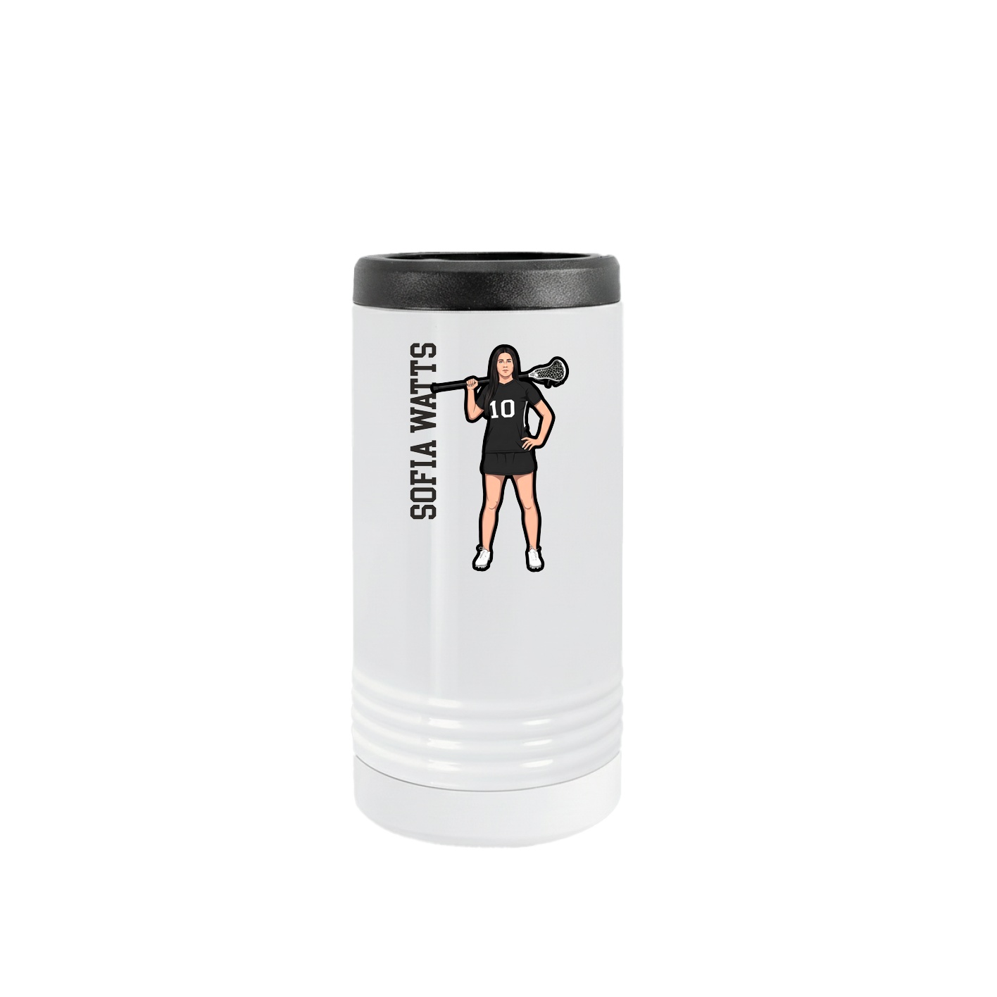 Slim Beverage Holder — Name Vertical in White