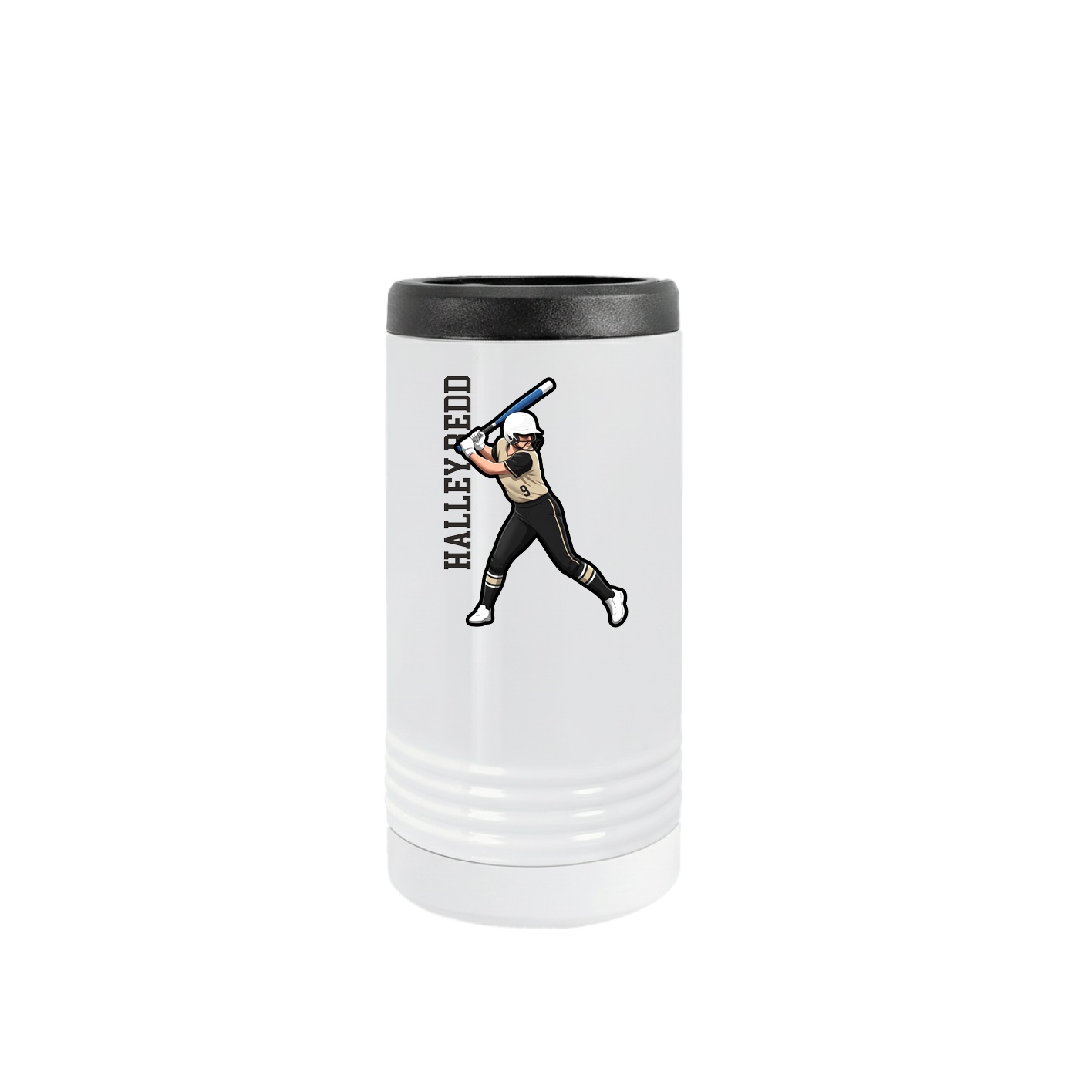 Slim Beverage Holder — Name Vertical in White