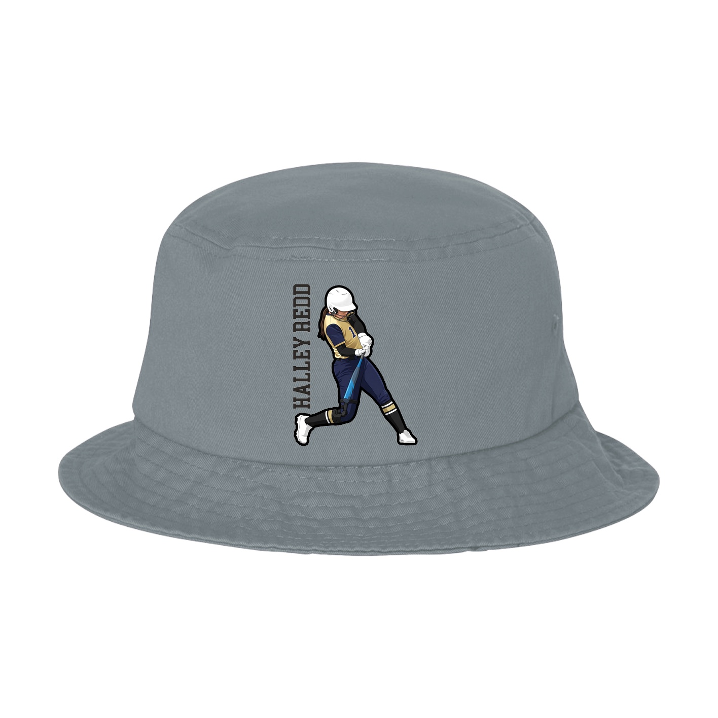 Bucket Cap — Name Vertical in Grey