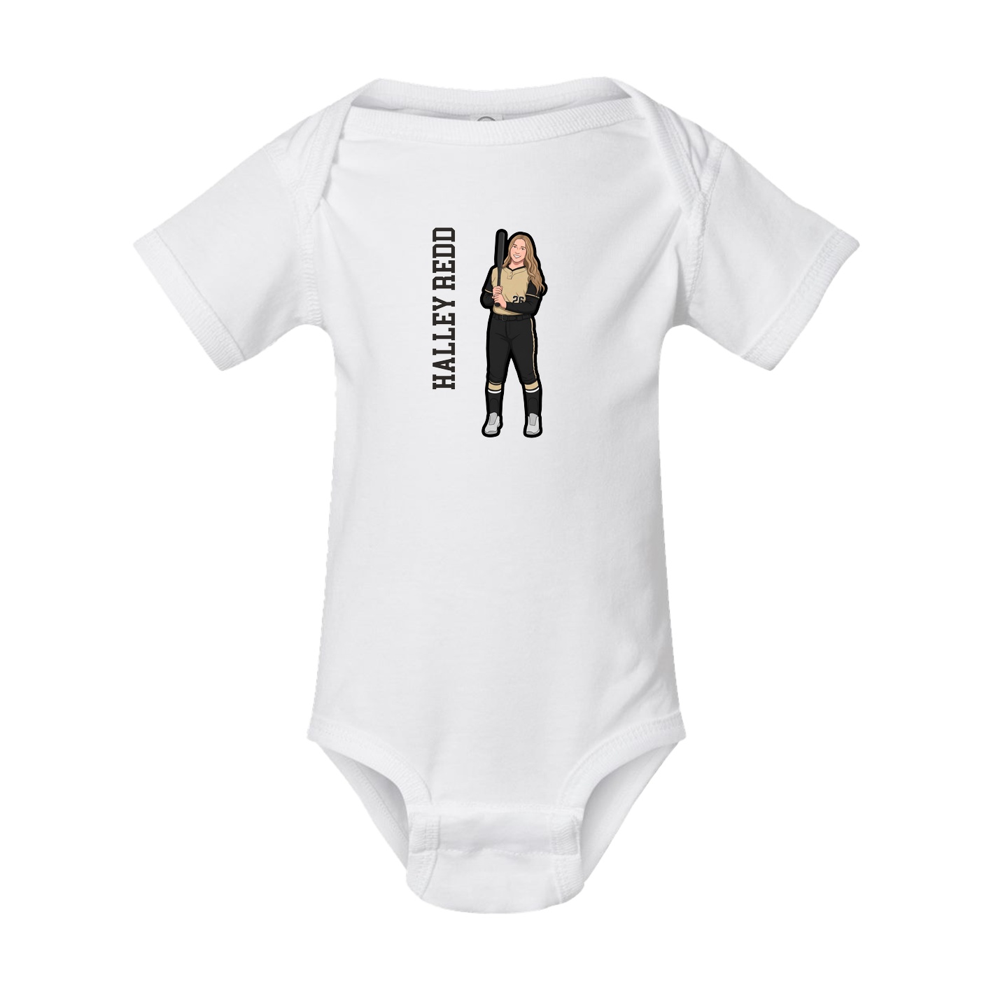 Baby Onesie — Name Vertical in White