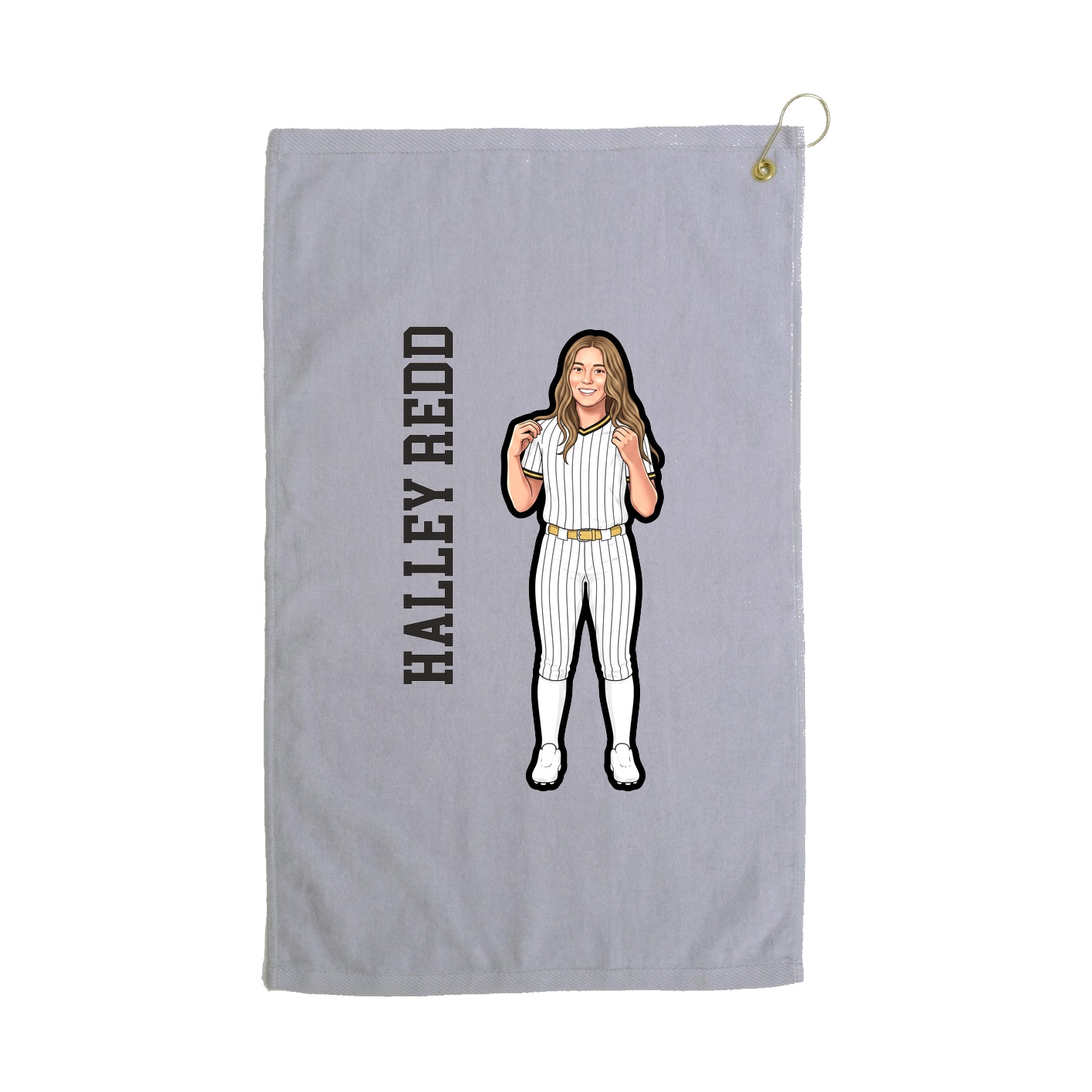Golf Towel — Name Vertical in Grey