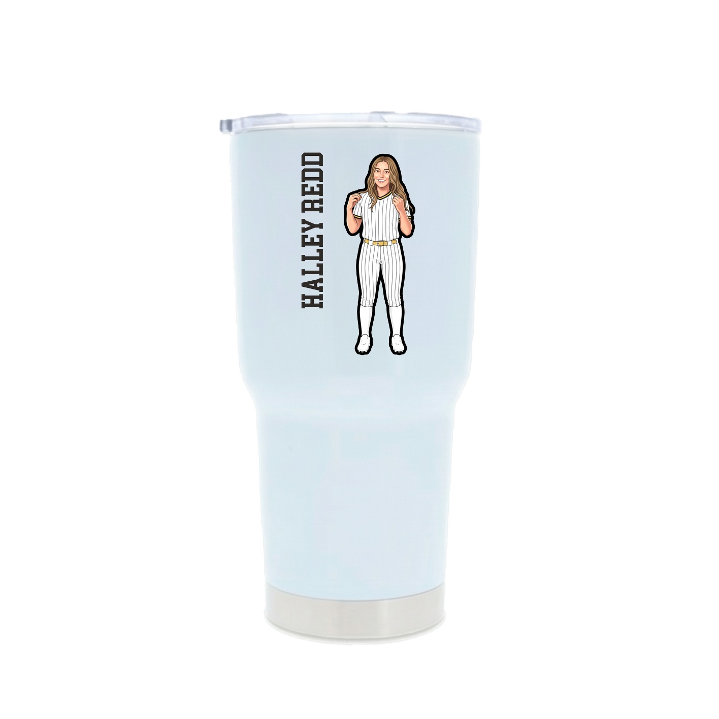 30oz Stainless Steel Tumbler — Name Vertical in White